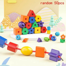 50Pcs Beaded Lacing Beads & Building Block Toy Set for DIY Bracelets Portable ABS, Develops Fine Motor Skills & Color Recognition