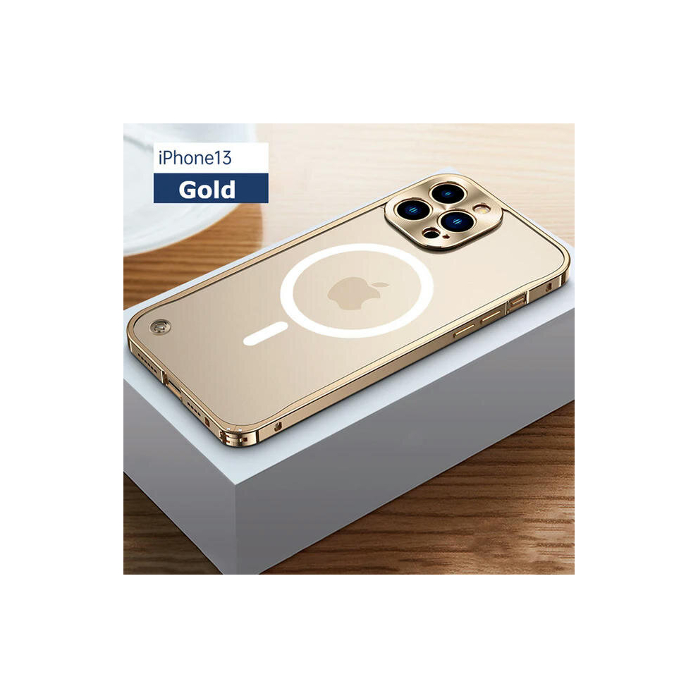 (For iphone 11pro max, Magnetic Gold) Metal Phone Case For IPhone 12 13 14 15 Pro Max Cover 15Plus Magnetic Aluminum Frame Phone Shell For IPHON 11 12
