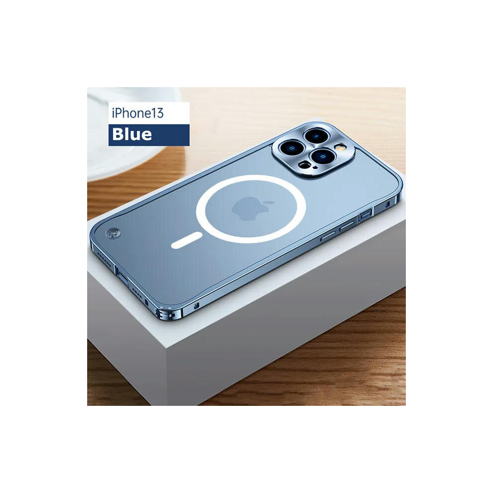 (For iphone 12, Magnetic Blue) Metal Phone Case For IPhone 12 13 14 15 Pro Max Cover 15Plus Magnetic Aluminum Frame Phone Shell For IPHON 11 12 13 Pro
