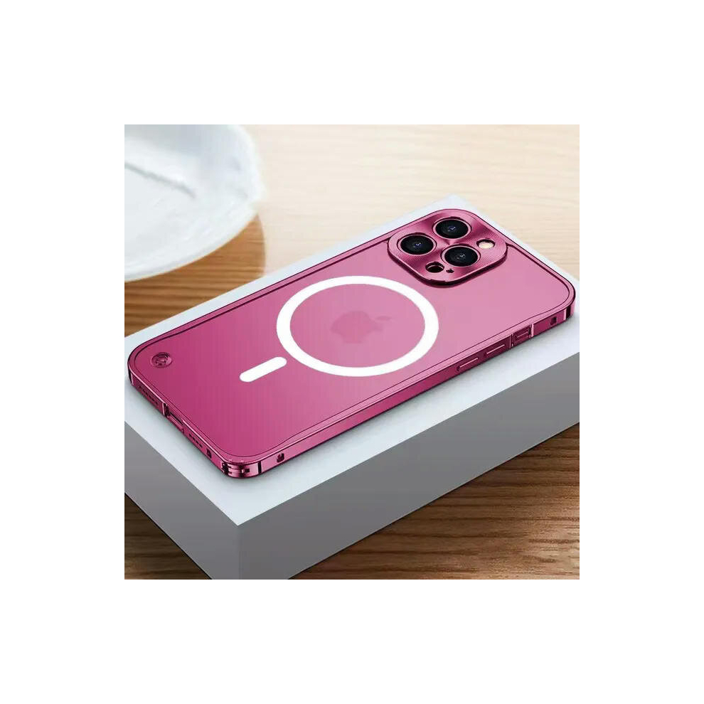 (For iphone 13pro max, Magnetic Red) Metal Phone Case For IPhone 12 13 14 15 Pro Max Cover 15Plus Magnetic Aluminum Frame Phone Shell For IPHON 11 12