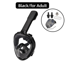 (Black for Adult) Full Face Snorkel Mask Snorkeling Swimming Diving Mask Wide View Anti-Fog Anti-Leak Safe Breathing System for Adult Kids Gift