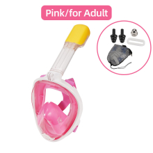 (Pink for Adult) Full Face Snorkel Mask Snorkeling Swimming Diving Mask Wide View Anti-Fog Anti-Leak Safe Breathing System for Adult Kids Gift