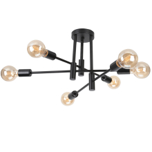 (Black-6 heads) Modern Nordic E27 Black Gold LED Ceiling Chandeliers Indoor Lighting Fixtures for Bedroom Living Room Cloakroom Lampara