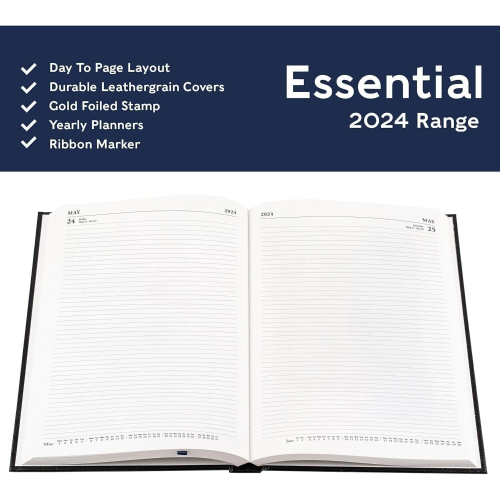 Collins Black Essential A4 Page A Day Diary 2024 2