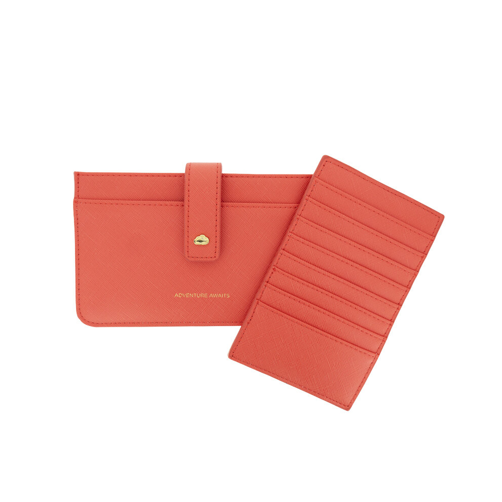 Estella Bartlett Coral Vegan Travel Document Wallet Purse Red