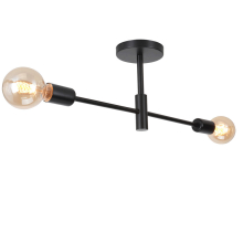 (Black-2 heads) Modern Nordic E27 Black Gold LED Ceiling Chandeliers Indoor Lighting Fixtures for Bedroom Living Room Cloakroom Lampara