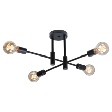 (Black-4 heads) Modern Nordic E27 Black Gold LED Ceiling Chandeliers Indoor Lighting Fixtures for Bedroom Living Room Cloakroom Lampara