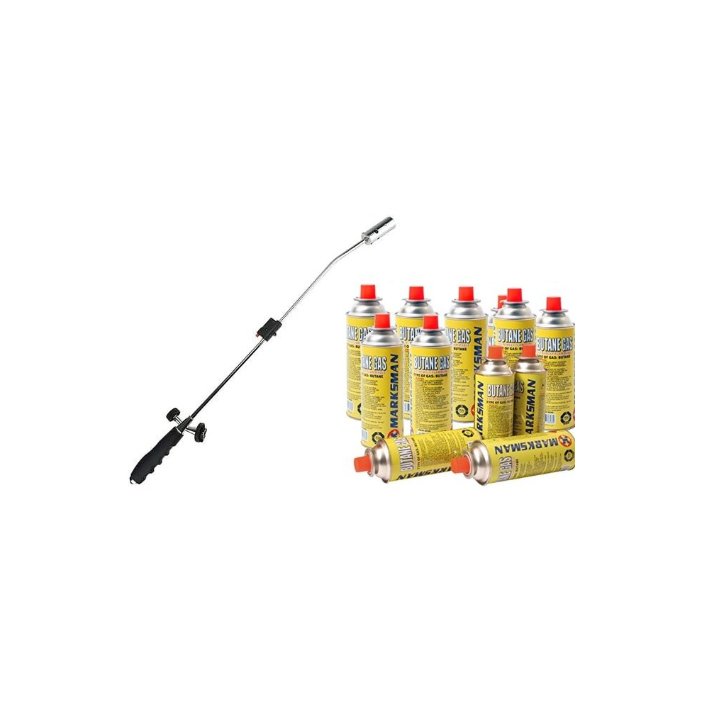 (Burner + 12 Gas Canes) Weed Burner Killer Garden BBQ Blowtorch & Butane Gas