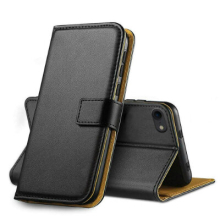 (J5 (2017)) Genuine Leather Wallet Case for Samsung J5 - Black