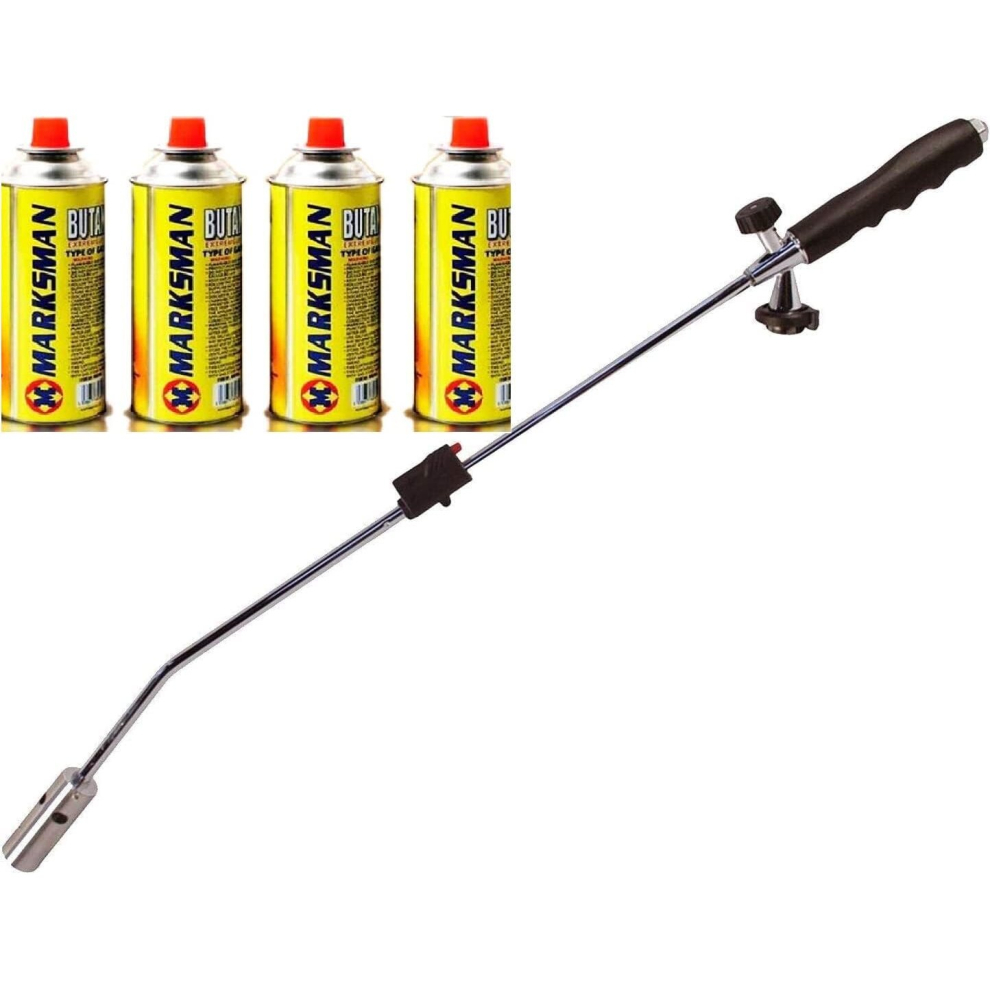 (Burner + 4 Gas Canes ) Weed Burner Killer Garden BBQ Blowtorch & Butane Gas