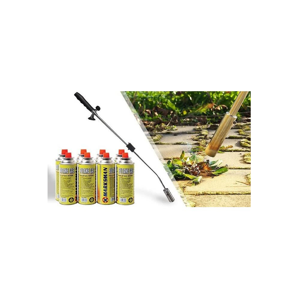 (Burner + 8 Gas Canes	) Weed Burner Killer Garden BBQ Blowtorch & Butane Gas