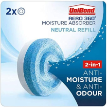 UNIBOND AERO 360° Moisture Absorber Neutral Refill Tab ultra-absorbent and odour-neutralising for AERO 360° Dehumidifier Twin Pack (2 x 450g)