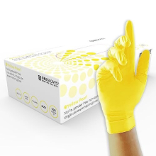 Unigloves Yellow Pearl GP0111 Nitrile Examination - Multipurpose, Powder Free and Latex Free Disposable Gloves, Box of 100 Gloves, Yellow, Extra Small