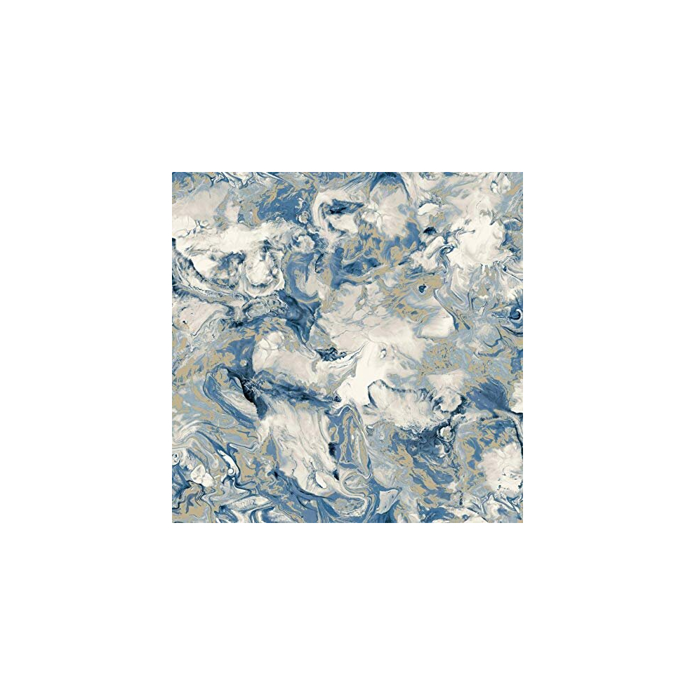 Muriva Elixir Marble Blue Wallpaper 166504 - Feature Metallic Marble Effect