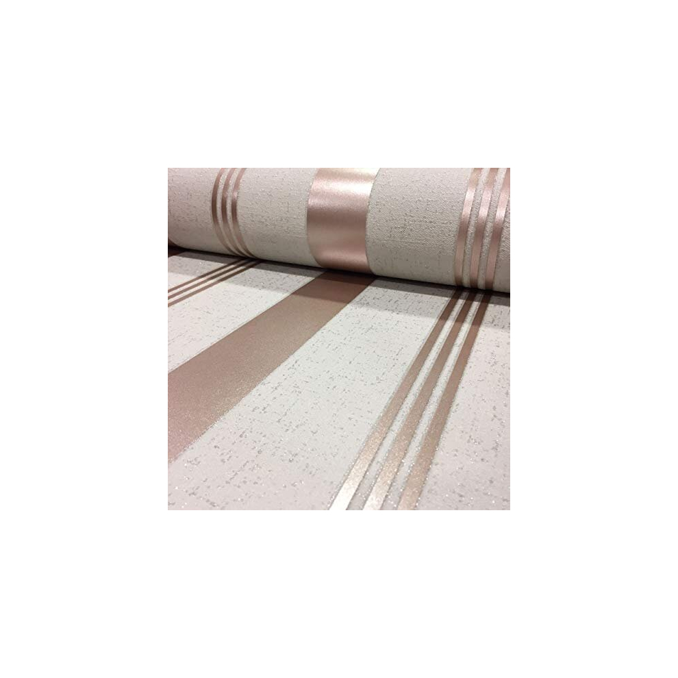 Fine Dcor FD42205 Quartz Stripe Wallpaper, Rose Gold