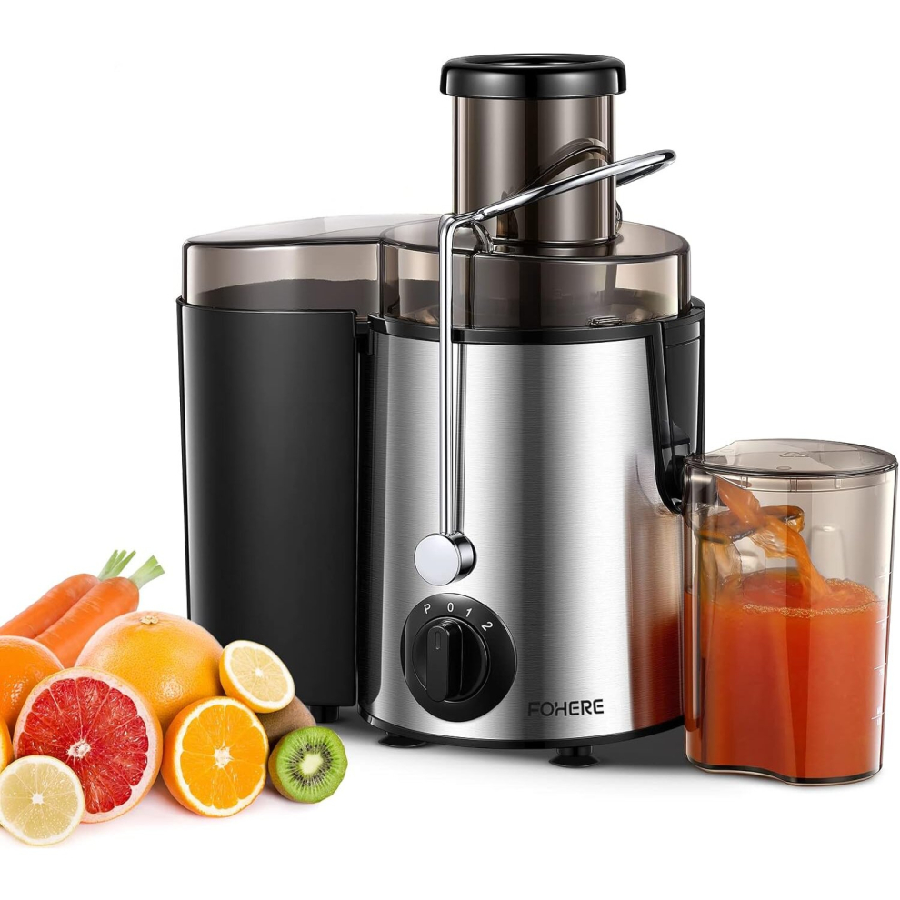(Silver) Juicer Juicer Machines Vegetable and Fruit, Centrifugal Juicer with 3 Speed Control, Upgraded 400W Motor, Brush Included Easy to Clean