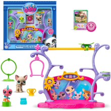 BANDAI - Littlest Pet Shop - Cofre Pets Got Talent - Conjunto de juego con 2 animales, decorado y accesorios - BF00558