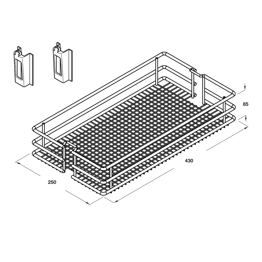 Spare Wire Storage Basket Mesh Chrome for 300 Pull Out Larder Unit