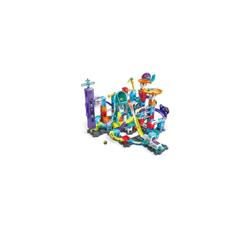 VTech Marble Rush Magnetic Magic, Construction Toys For Kids, 10 Marbles And 120 Building Pieces, Electronic Marble Run