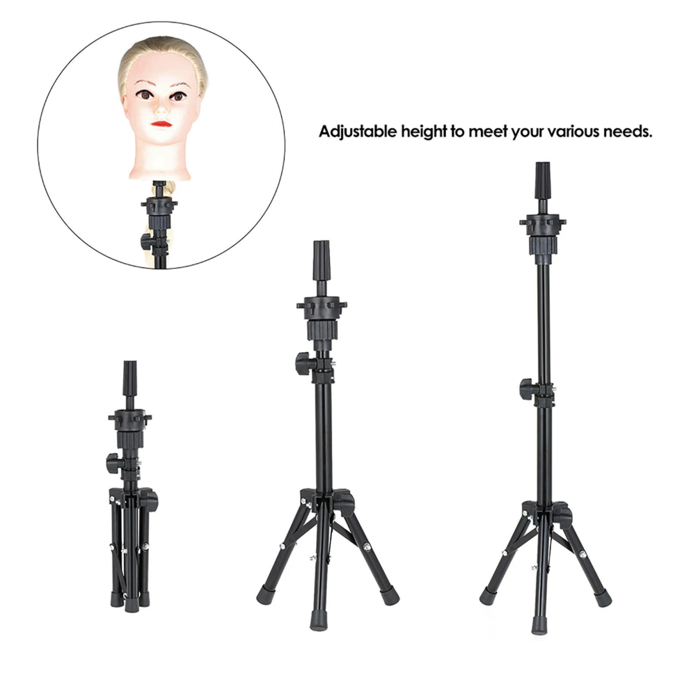 Mjt_cf220cc70a Mini Adjustable Hairdressing Tripod - False Head Wig Practice Stand, Rotatable Head, Height-Adjustable Tabletop Holder Brown