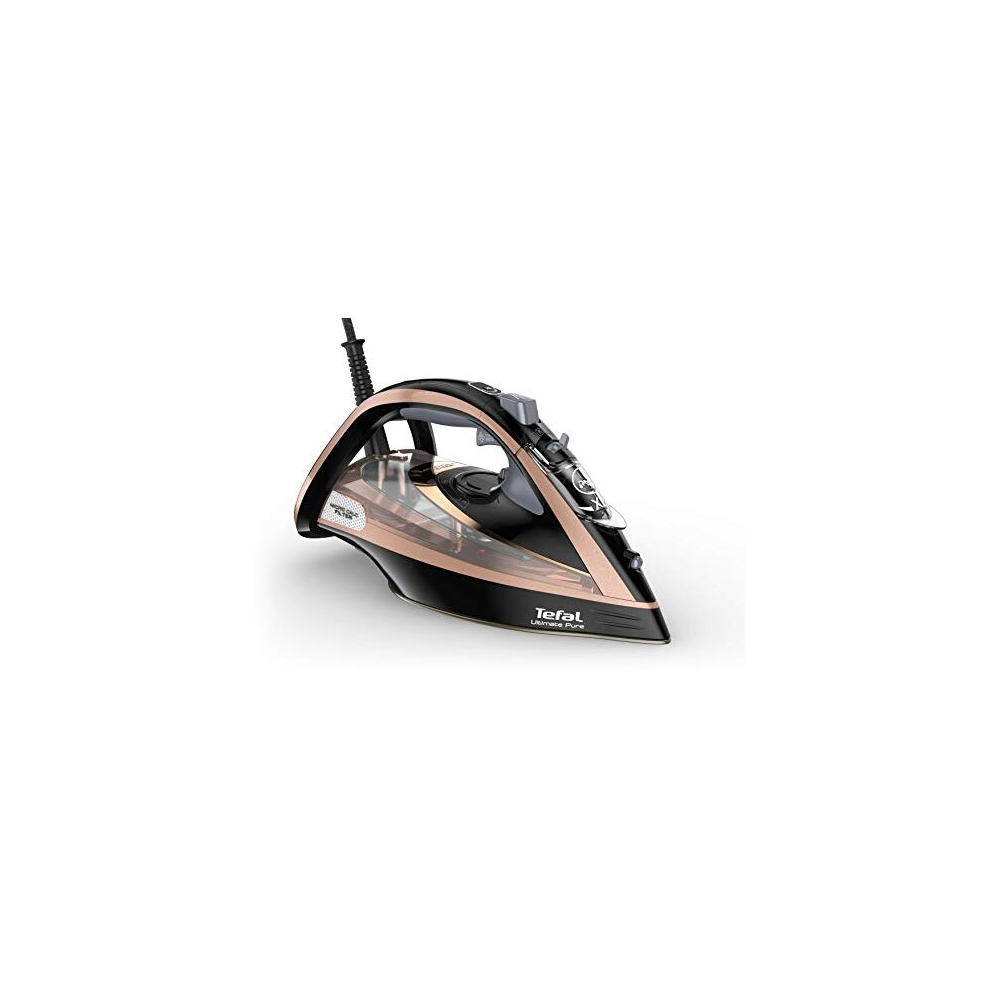 Tefal Ultimate Pure Steam Iron, 260g/min Steam Boost, 350ml Water Tank, 3m Power Cord, 3100W, Black and Rose Gold, FV9845