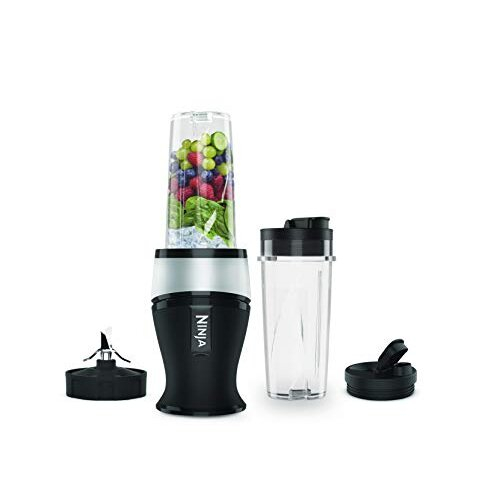 Ninja 700W Slim Blender  Smoothie Maker, 2x 470ml Cups with Spout Lids, Personal Blender, Crush Ice  Frozen Fruit, Silver/Black QB3001UKS