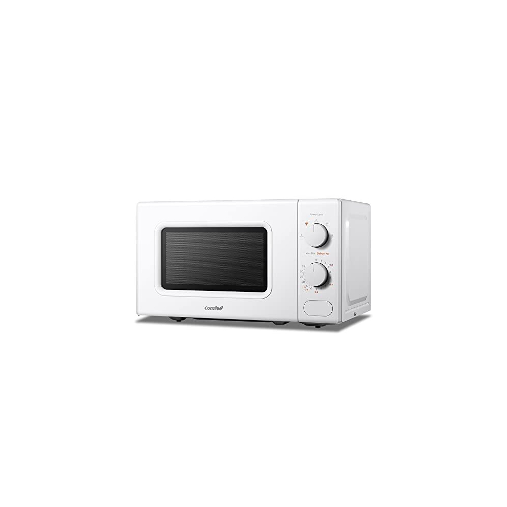 COMFEE 700W 20L White Microwave Oven With 5 Cooking Power Levels, Quick Defrost Function, And Kitchen Manual Timer - Compact Design CM-M202CCWH