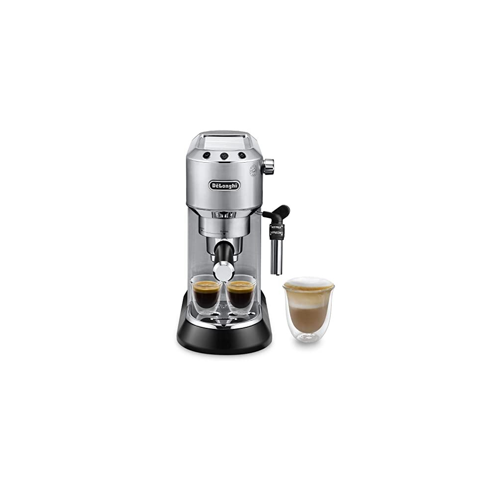 DeLonghi Dedica Style, Traditional Pump Espresso Machine, Coffee and Cappuccino Maker, EC685M, Silver