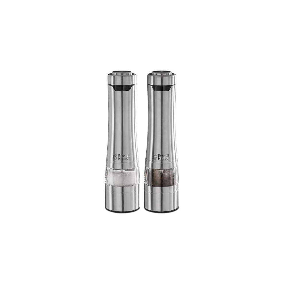 Russell Hobbs Electric Salt and Pepper Mill Set, Adjustable Mill - Brushed Steel 23460-56,6 x 6 x 23.3 cm