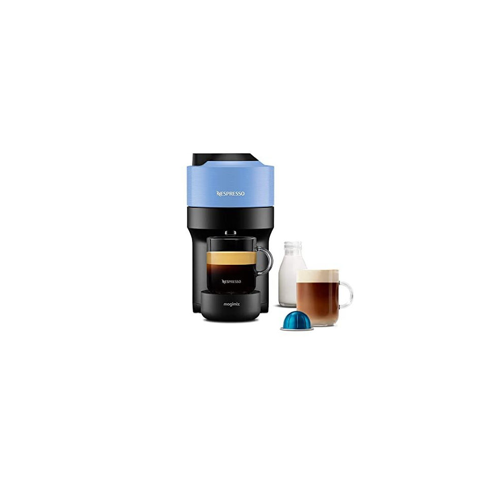 Nespresso Vertuo Pop Automatic Pod Coffee Machine for Americano, Decaf, Espresso by Magimix in Pacific Blue