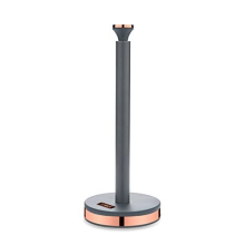 Tower T826133GRY Cavaletto Towel Pole Kitchen Roll Holder with Soft Underliner, Grey and Rose Gold