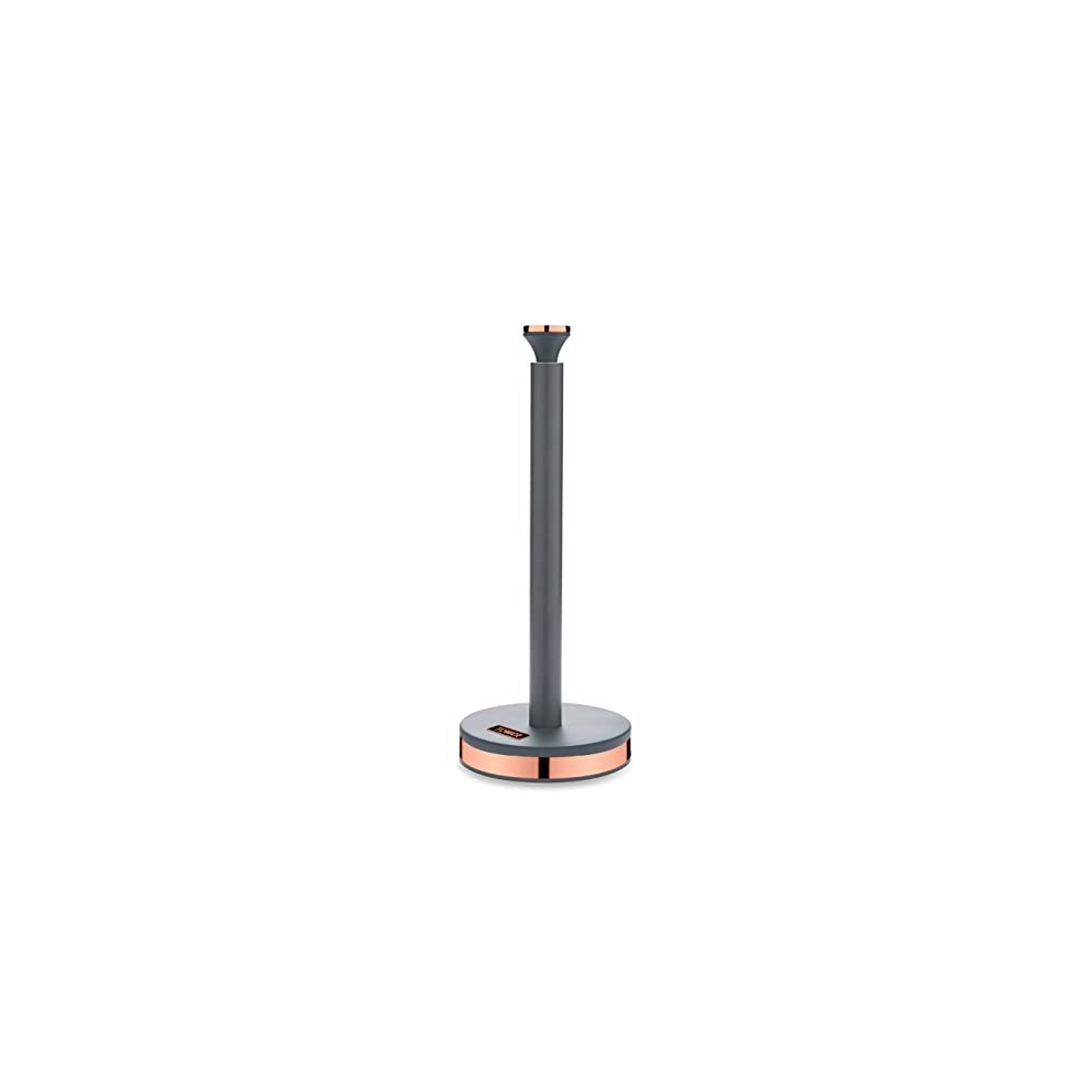 Tower T826133GRY Cavaletto Towel Pole Kitchen Roll Holder with Soft Underliner, Grey and Rose Gold