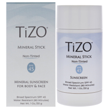 TiZO Mineral Stick SPF 45 | Icke-färgad | Vattenresistent (80 minuter) | Bredspektrum Solskydd