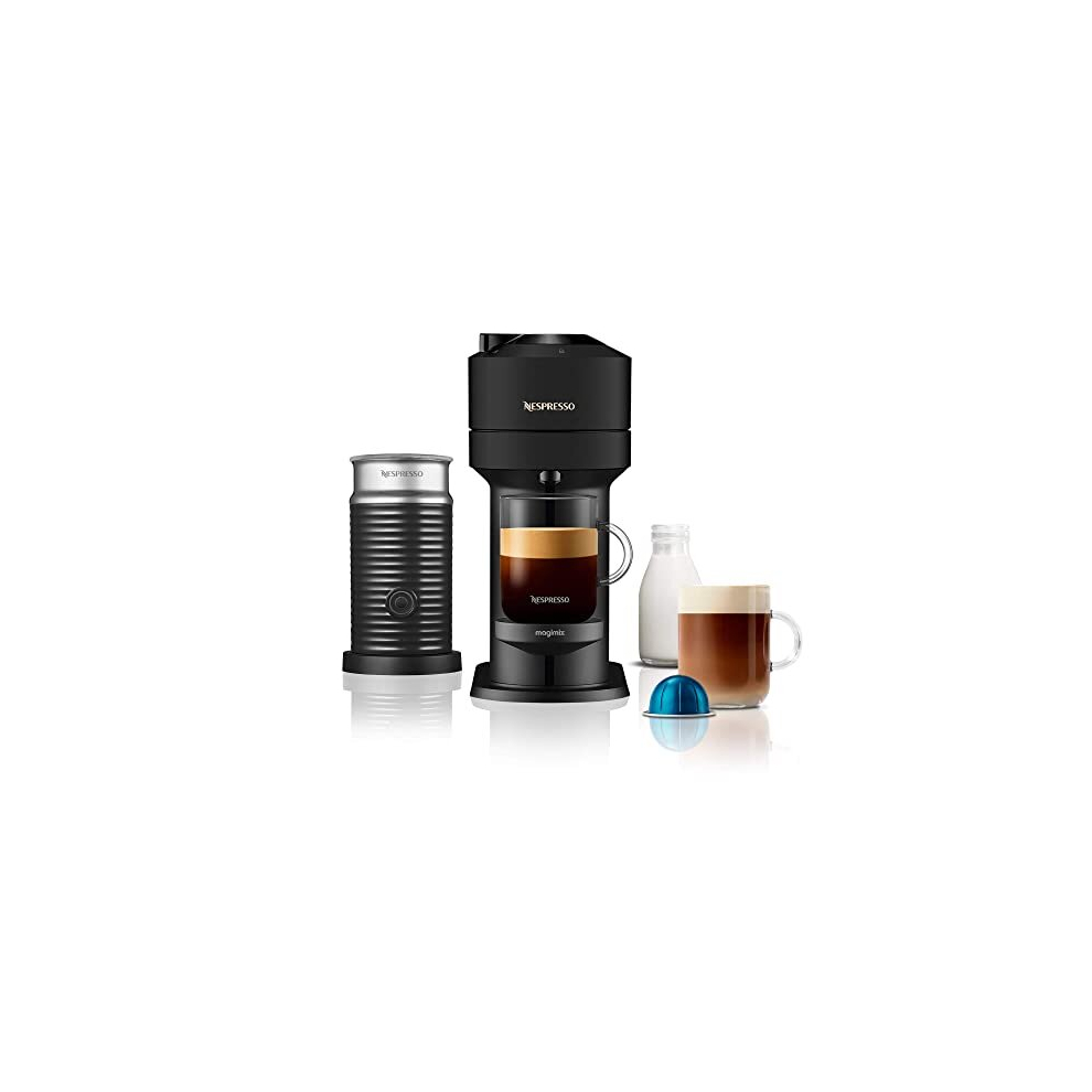 Nespresso Vertuo Next Automatic Pod Coffee Machine with Milk Frother for Espresso, Cappuccino and Latte by Magimix in Matt Black Amazon Exclusive