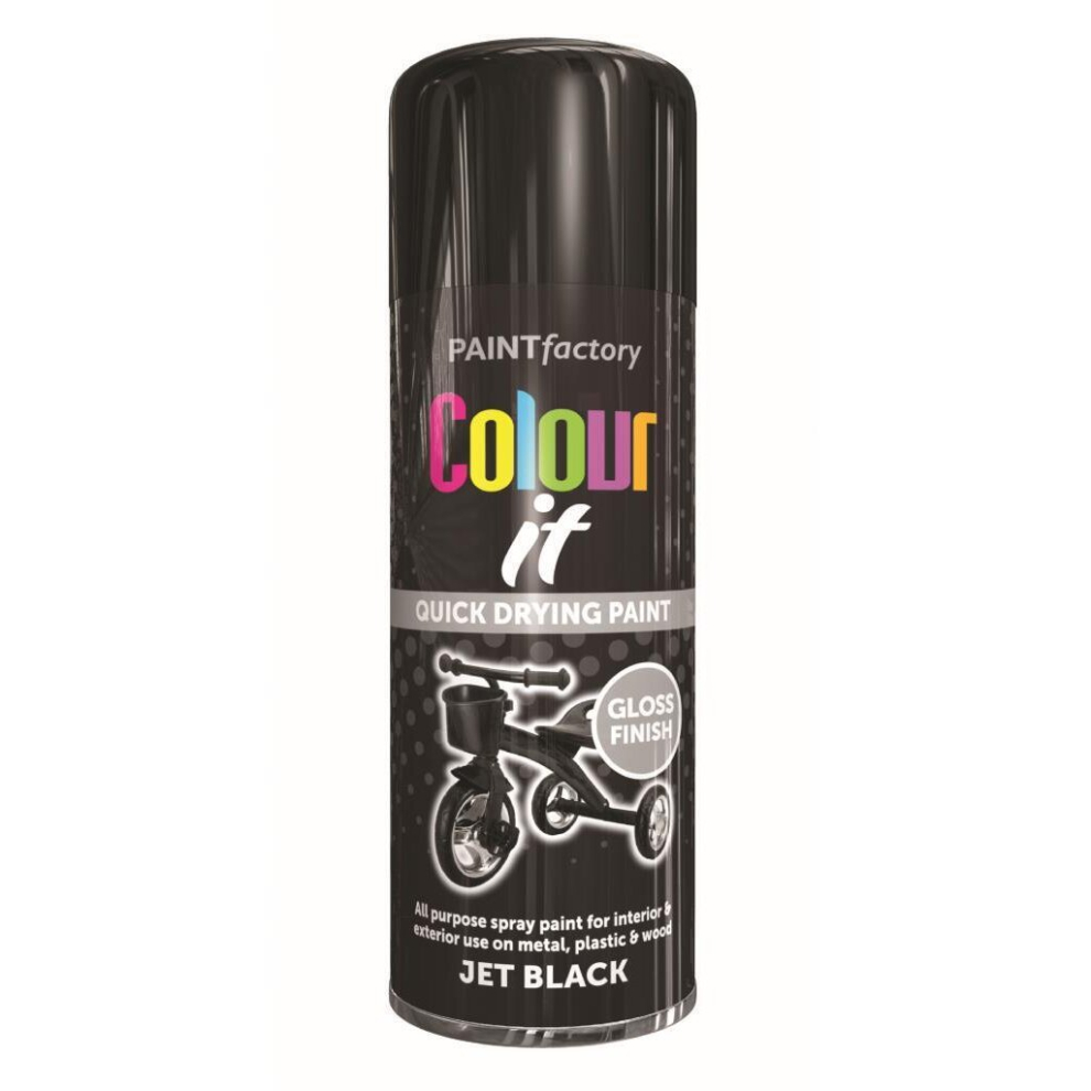 (JET BLACK GLOSS 400ML (1732PR)	) All Purpose Aerosol Metal Wood Plastic Spray Paint