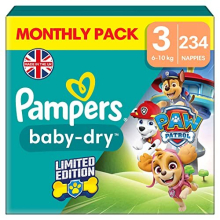 Pampers Baby-Dry Paw Patrol Edition Size 3, 234 Nappies, 6kg-10kg, Monthly Pack, Up to 12h of All-Around Leakage Protection