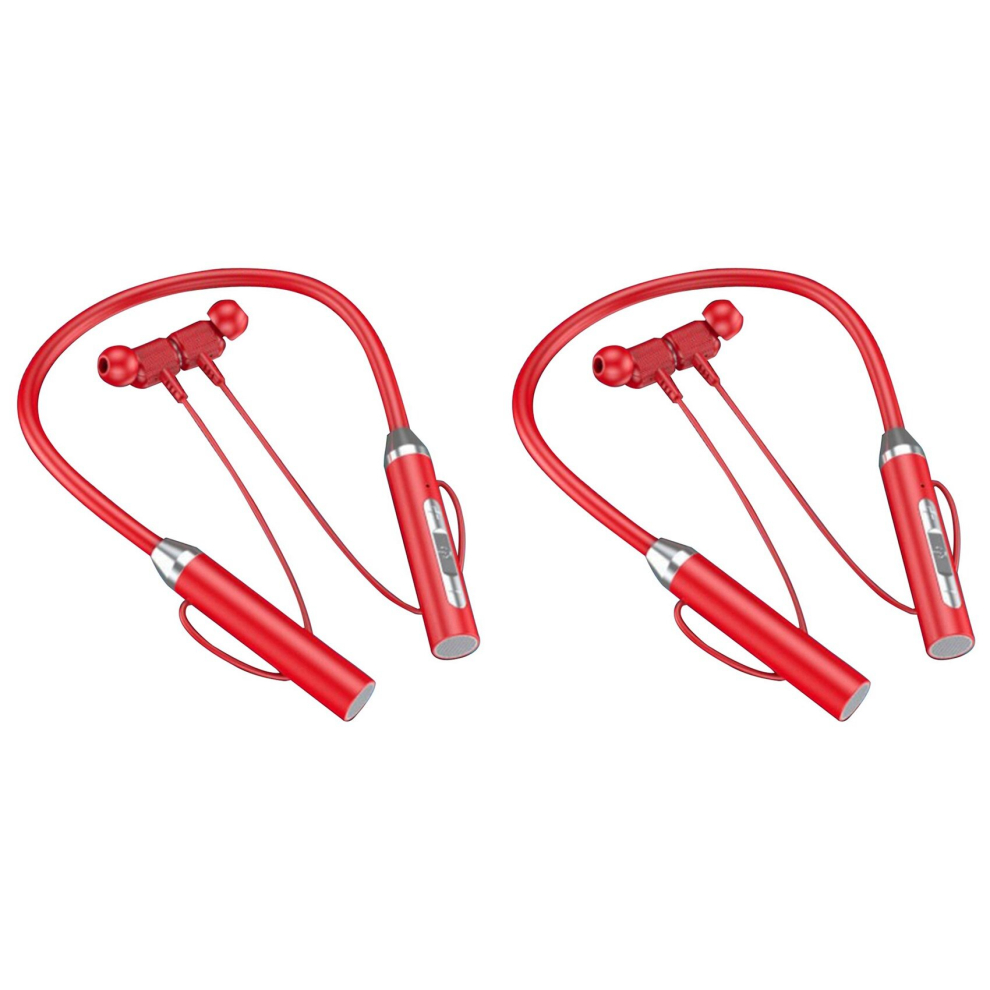 Wireless Bluetooth Headset Neck Type Stereo Noise Uction, Red 4762764347758