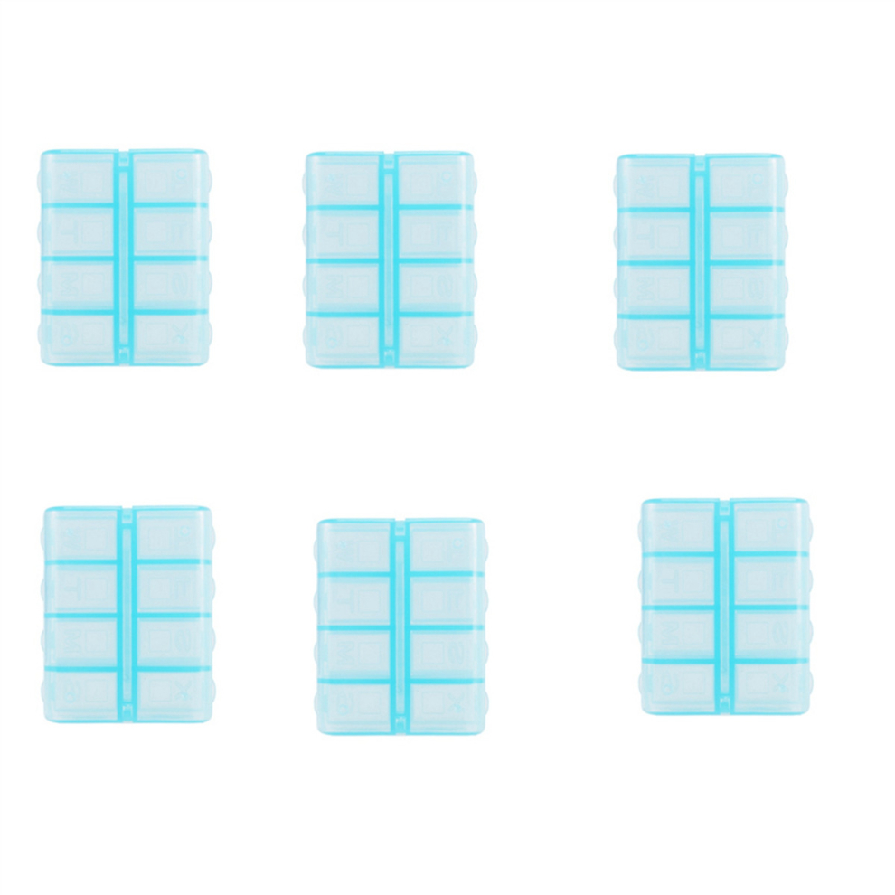 Plastic 8 Compartments Medicine Pill Box Blue