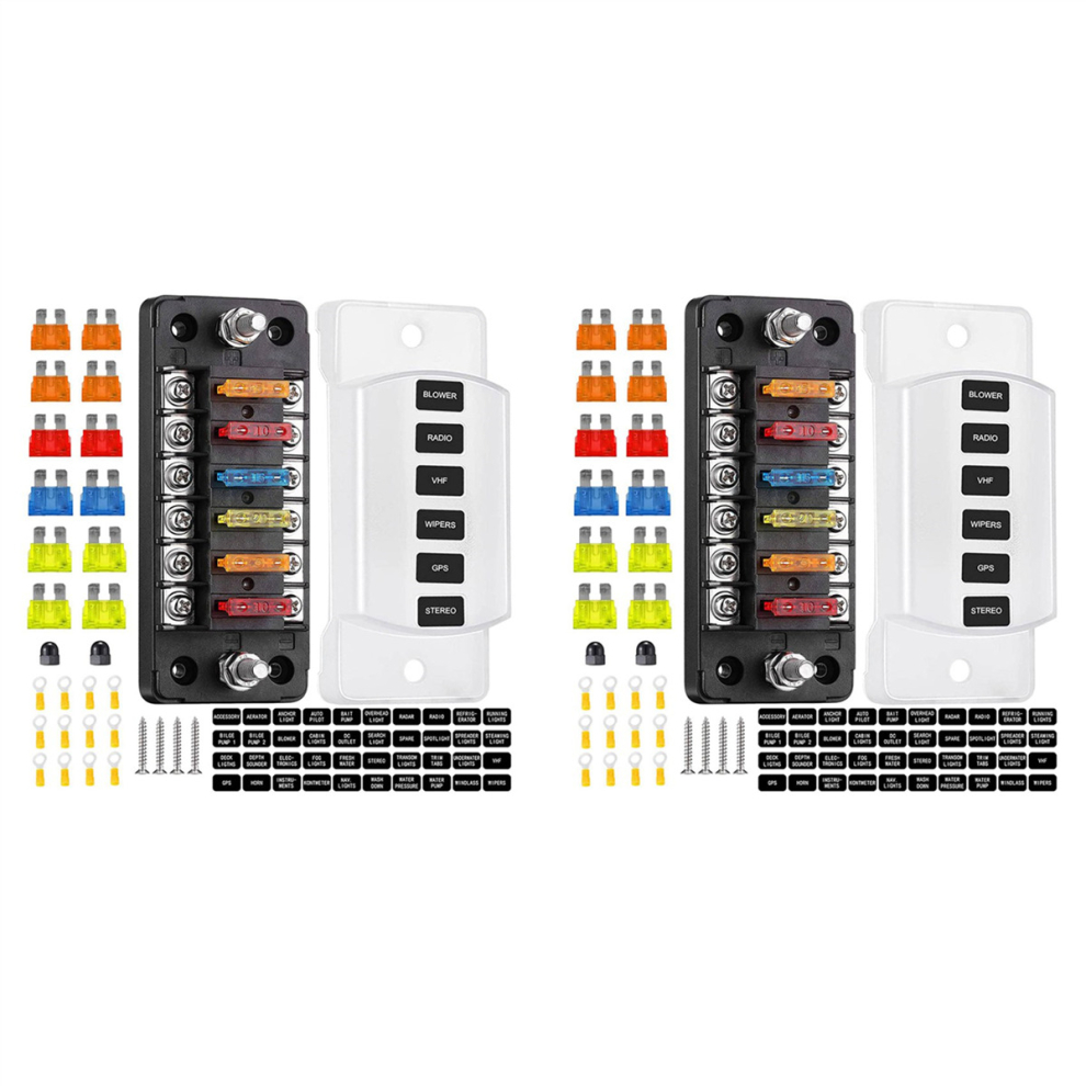 6 Way Fuse Block Blade Fuse Box With Negative Bus - Atc/ For Boat 4762764351472