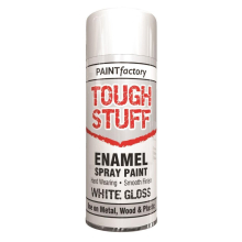 (TOUGH STUFF ENAMEL WHITE GLOSS 400ML (2579)) All Purpose Aerosol Metal Wood Plastic Spray Paint