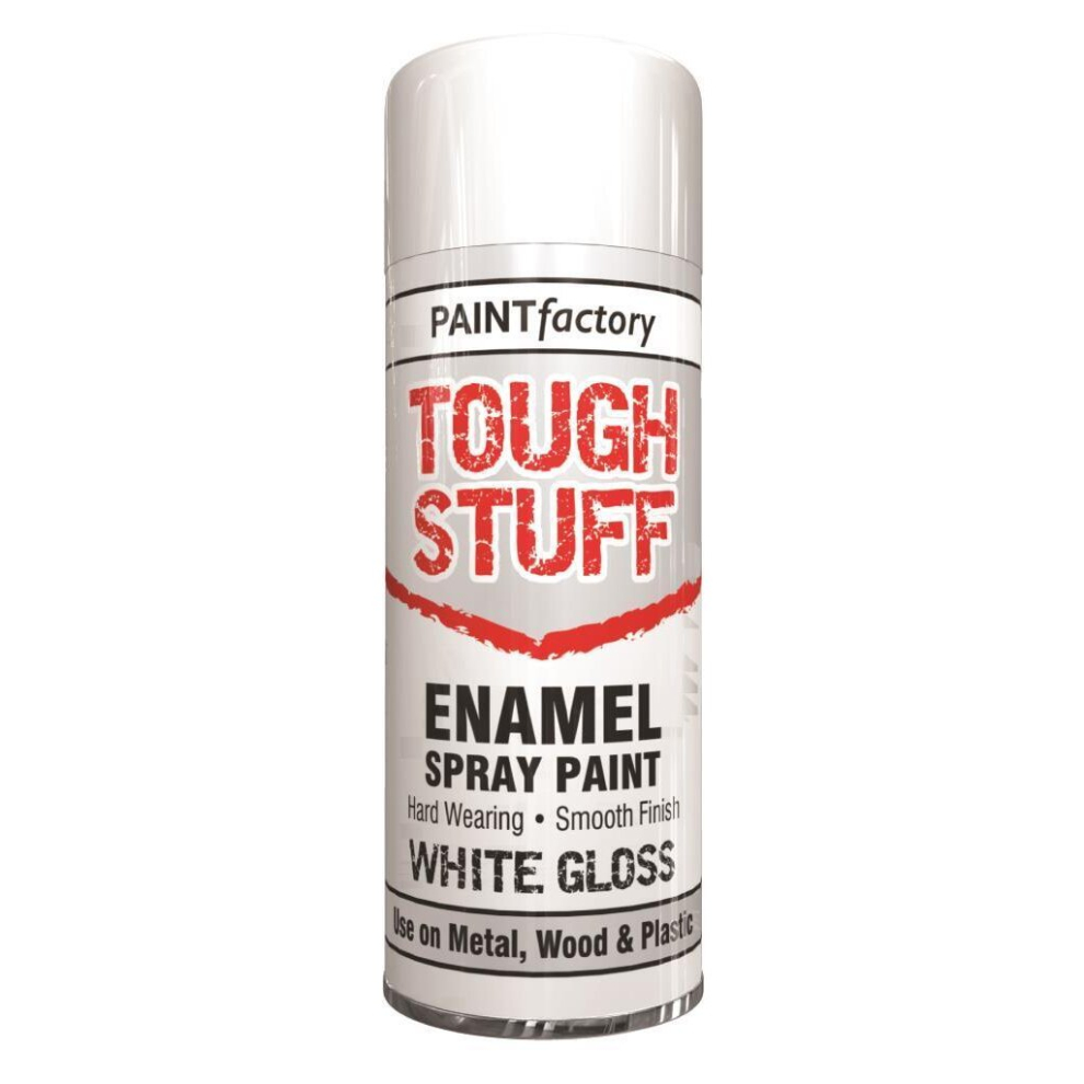 (TOUGH STUFF ENAMEL WHITE GLOSS 400ML (2579)	) All Purpose Aerosol Metal Wood Plastic Spray Paint