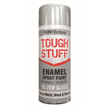 (TOUGH STUFF ENAMEL SILVER GLOSS 400ML (2581) ) All Purpose Aerosol Metal Wood Plastic Spray Paint