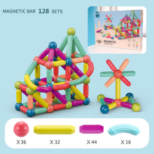 (128pcs with box) Magnetic Building Sticks Blocks Toy For Toddlers Montessori Stem Educational Construction Set Magnet Toys For Kids