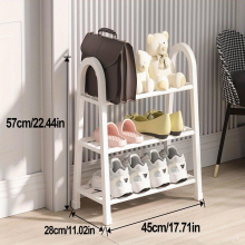 1pc 3 layer Plastic Economical Shoes Rack Foldable Shoes Rack Easy Assembled Shoes Storage Shelf Large Capacity Shoe Shelf Suitable For Rental House E