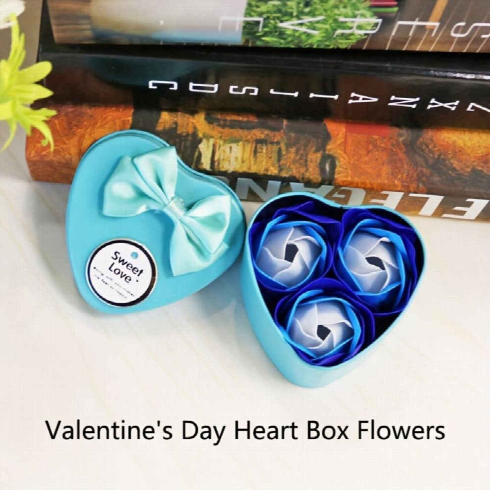 Multicoloured 1Pc Floral Scented Bath Soap Rose Flower Petals Rose Soap Artificial Rose Flowers Soap Flowers Heart Shaped Case Mothers Gift
