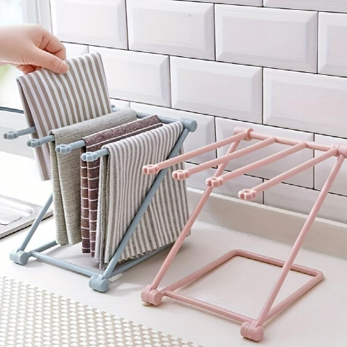 1pc Foldable Plastic Towel Rack Kitchen Shelf Storage Sink Rag Rack Standing Countertop Foldable Rag Rack 1