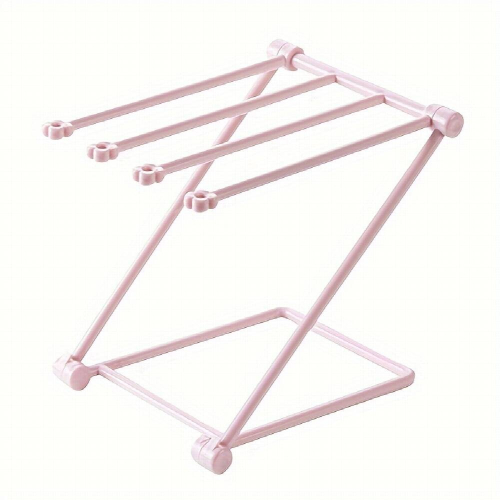 1pc Foldable Plastic Towel Rack Kitchen Shelf Storage Sink Rag Rack Standing Countertop Foldable Rag Rack