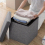 1pcs Grey Folding Storage Ottoman Pouffe Makeup Seat Foot Stool Storage Box Foot Stool 1