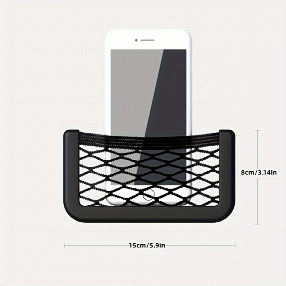 1Pc Plastic Car Storage Net Car Storage Net Bag Car Sticker Net Pocket Mobile Phone Holder Universal Car Accessories Multicoloured 885681074997