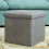 1pcs Grey Folding Storage Ottoman Pouffe Makeup Seat Foot Stool Storage Box Foot Stool 3